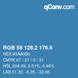カラーコード: RGB 58 128.2 176.6 | qconv.com