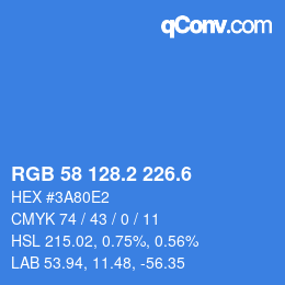 カラーコード: RGB 58 128.2 226.6 | qconv.com