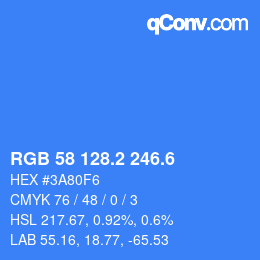 カラーコード: RGB 58 128.2 246.6 | qconv.com