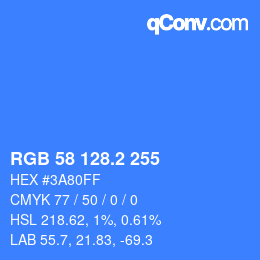 Color code: RGB 58 128.2 255 | qconv.com