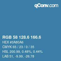 カラーコード: RGB 58 128.6 166.6 | qconv.com