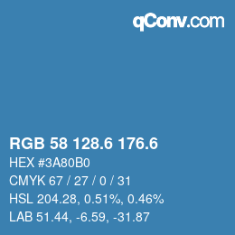 カラーコード: RGB 58 128.6 176.6 | qconv.com