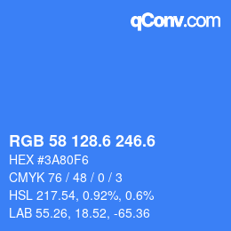 カラーコード: RGB 58 128.6 246.6 | qconv.com