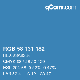 颜色代码: RGB 58 131 182 | qconv.com