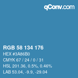 Color code: RGB 58 134 176 | qconv.com