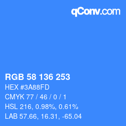 颜色代码: RGB 58 136 253 | qconv.com