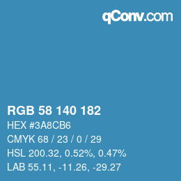 颜色代码: RGB 58 140 182 | qconv.com