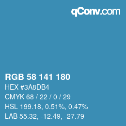 Color code: RGB 58 141 180 | qconv.com