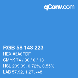 颜色代码: RGB 58 143 223 | qconv.com