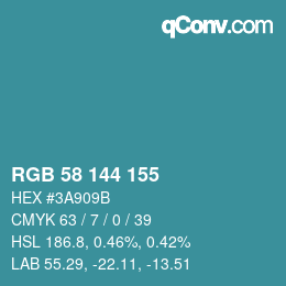 Color code: RGB 58 144 155 | qconv.com