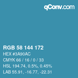 颜色代码: RGB 58 144 172 | qconv.com