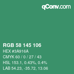 Color code: RGB 58 145 106 | qconv.com