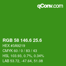 カラーコード: RGB 58 146.6 25.6 | qconv.com
