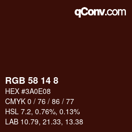 Color code: RGB 58 14 8 | qconv.com