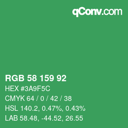 Color code: RGB 58 159 92 | qconv.com