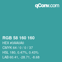 Color code: RGB 58 160 160 | qconv.com