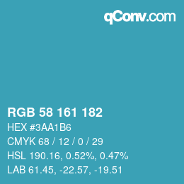 颜色代码: RGB 58 161 182 | qconv.com