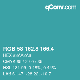 カラーコード: RGB 58 162.8 166.4 | qconv.com