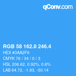カラーコード: RGB 58 162.8 246.4 | qconv.com