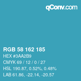 Color code: RGB 58 162 185 | qconv.com