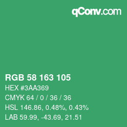 カラーコード: RGB 58 163 105 | qconv.com