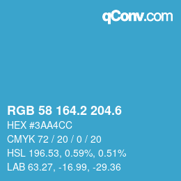 カラーコード: RGB 58 164.2 204.6 | qconv.com