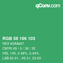 Color code: RGB 58 166 103 | qconv.com