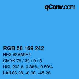 Color code: RGB 58 169 242 | qconv.com