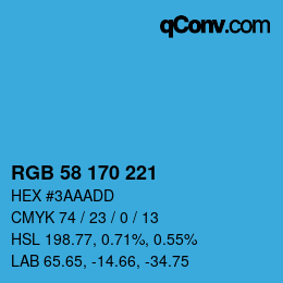 カラーコード: RGB 58 170 221 | qconv.com