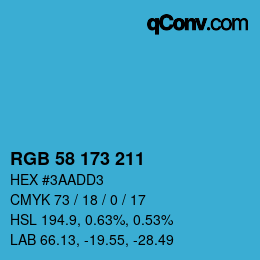 カラーコード: RGB 58 173 211 | qconv.com