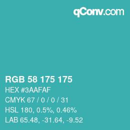 Color code: RGB 58 175 175 | qconv.com