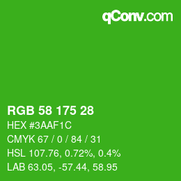 Color code: RGB 58 175 28 | qconv.com