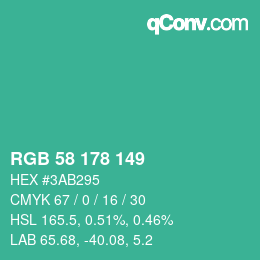 颜色代码: RGB 58 178 149 | qconv.com