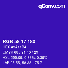 カラーコード: RGB 58 17 180 | qconv.com