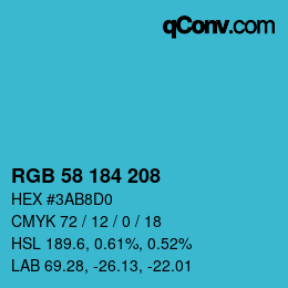 Farbcode: RGB 58 184 208 | qconv.com