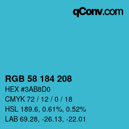 Código de color: RGB 58 184 208 | qconv.com