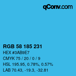 カラーコード: RGB 58 185 231 | qconv.com