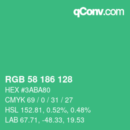 Farbcode: RGB 58 186 128 | qconv.com