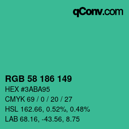 Código de color: RGB 58 186 149 | qconv.com