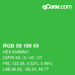 カラーコード: RGB 58 186 65 | qconv.com