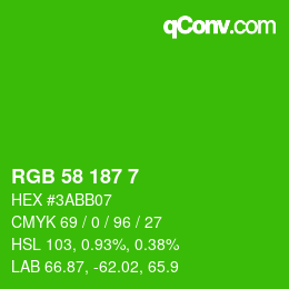 颜色代码: RGB 58 187 7 | qconv.com