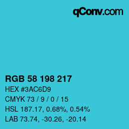 Color code: RGB 58 198 217 | qconv.com