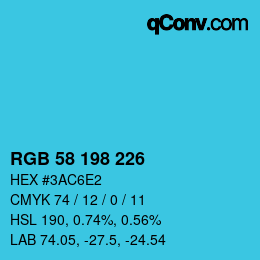 Código de color: RGB 58 198 226 | qconv.com