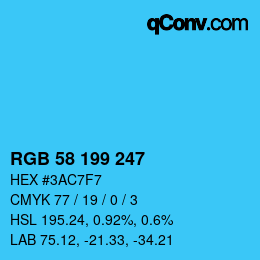 Color code: RGB 58 199 247 | qconv.com