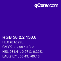 カラーコード: RGB 58 2.2 158.6 | qconv.com