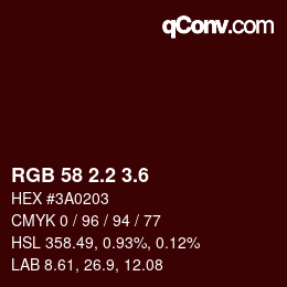 カラーコード: RGB 58 2.2 3.6 | qconv.com