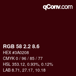 カラーコード: RGB 58 2.2 8.6 | qconv.com