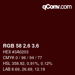 カラーコード: RGB 58 2.6 3.6 | qconv.com