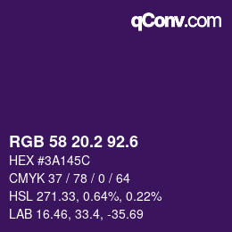 カラーコード: RGB 58 20.2 92.6 | qconv.com