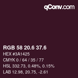 カラーコード: RGB 58 20.6 37.6 | qconv.com